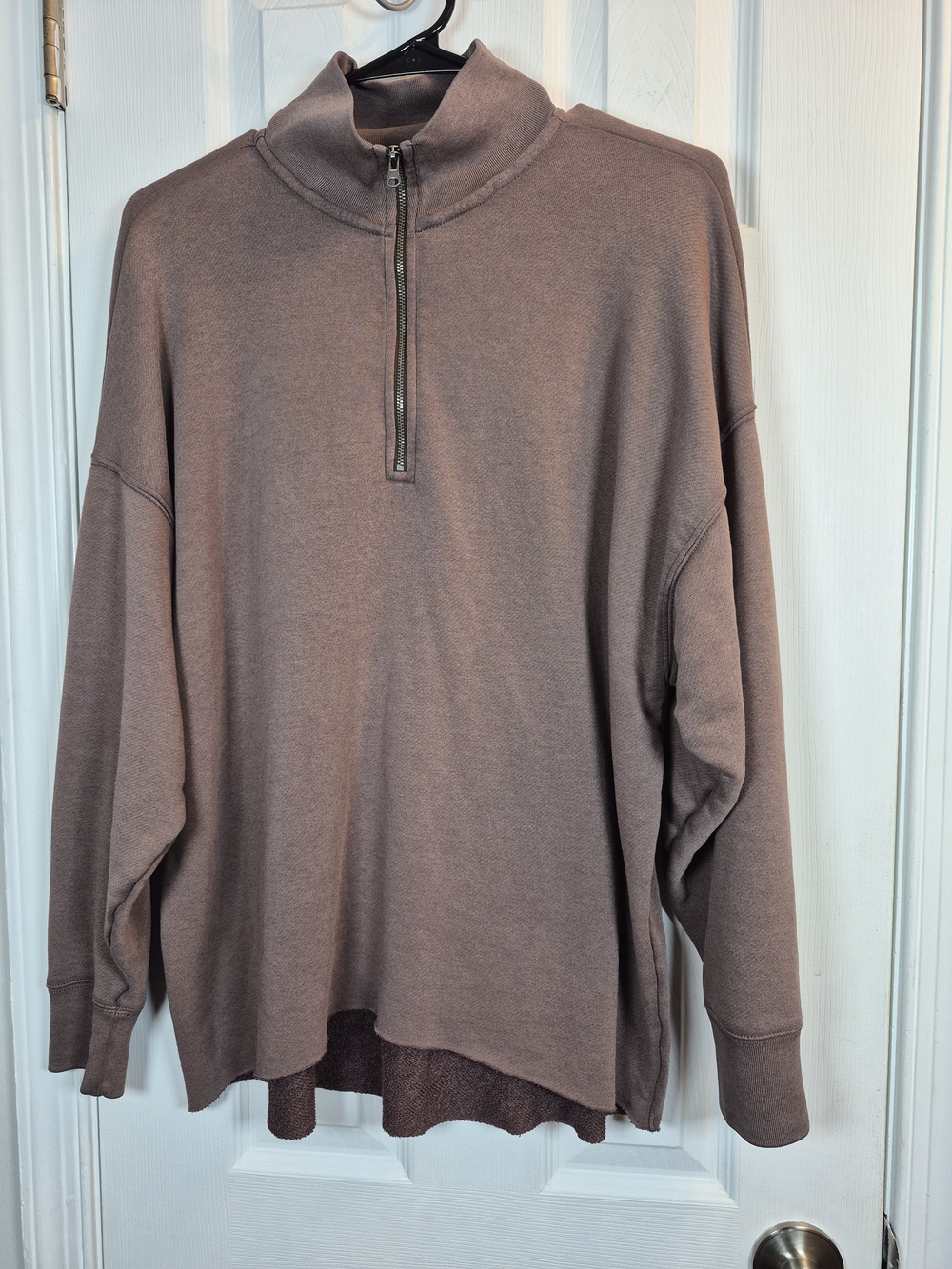 Aerie Good Vibes Corded Oversized Quarter Zip Sweatshirt Relic Brown Mauve S